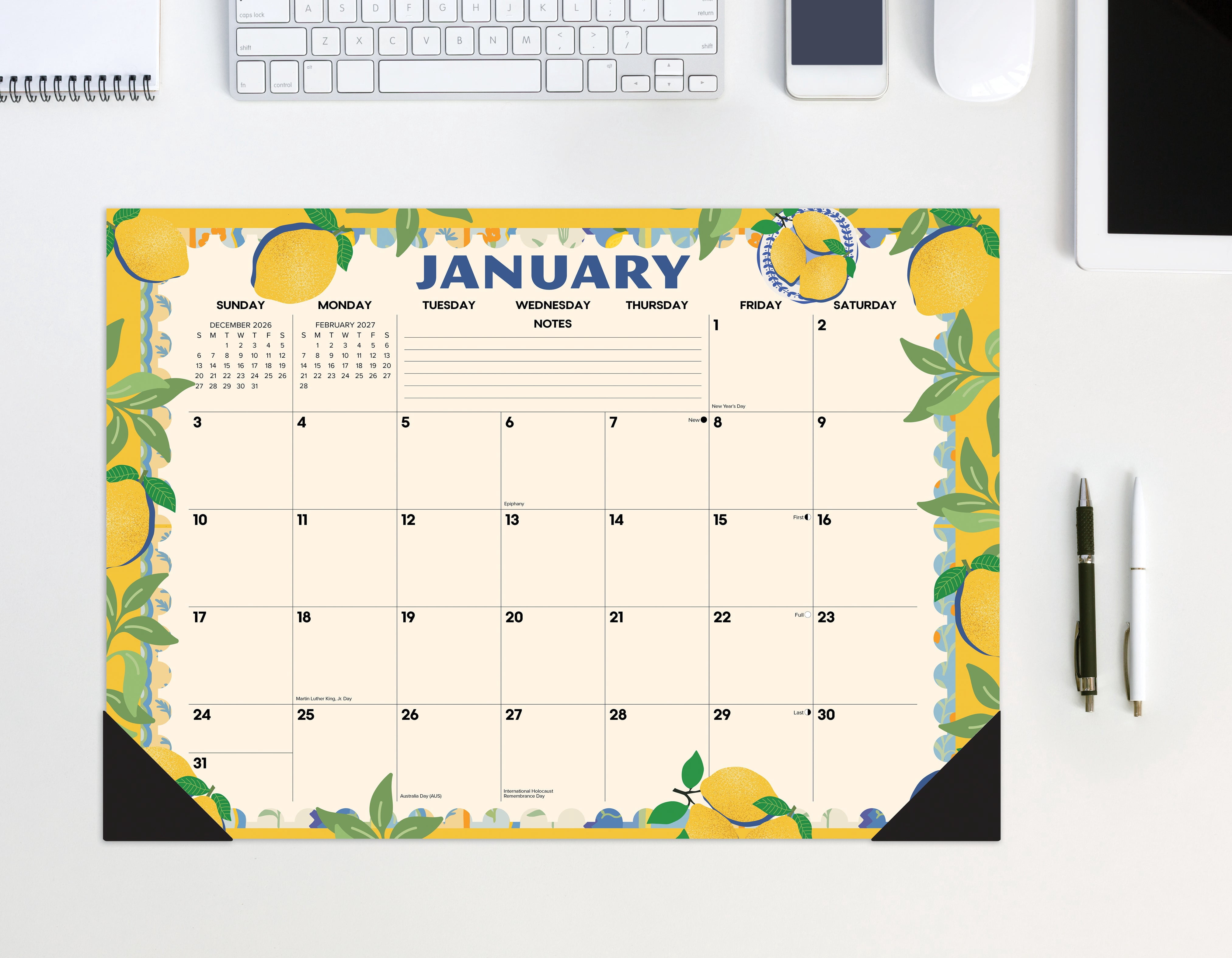 Willow Creek Press Mediterranean Moments 2027 17" x 12" Small Monthly Deskpad (66478)
