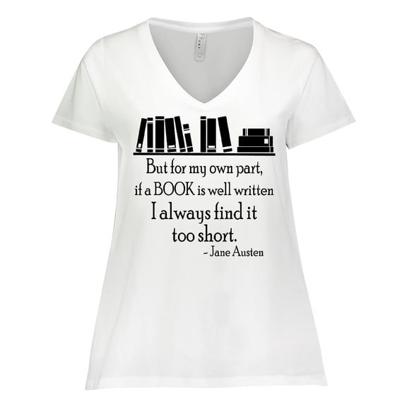Inktastic Jane Austen Book Quote Women's Plus Size V-Neck T-Shirt
