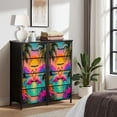 thumbnail image 6 of Flamingo Dresser for Bedroom with 4 Storage Drawers Tropical Palm Floral Botanical Modern Pink Pink Heart Shaped Dressers Chest of Drawers Steel Framed Fabric Closet Organizers for Entryway, 6 of 7