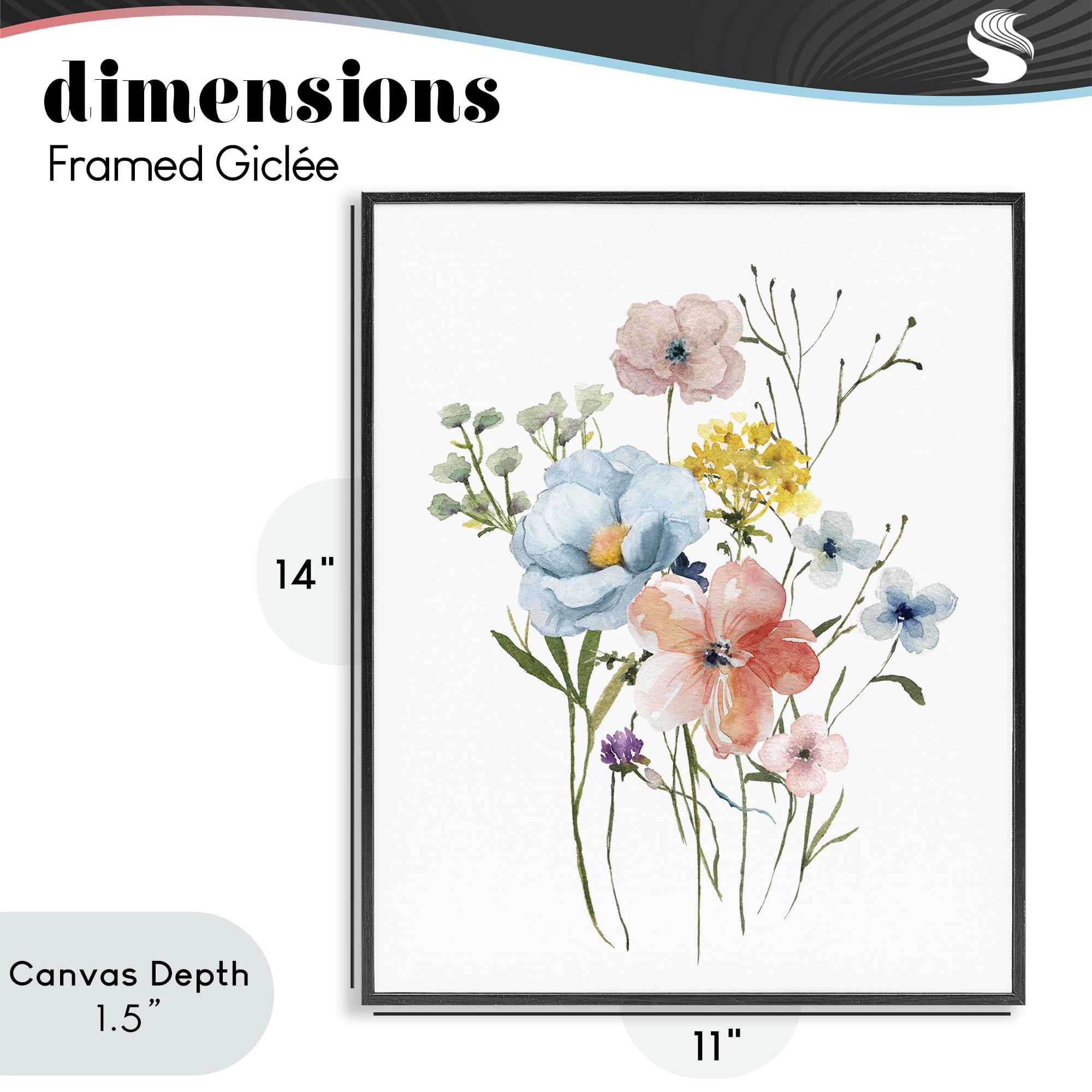 Stupell Industries Spring Meadow Wild Flowers Black Framed Giclee Art, design by Livi Finn
