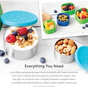 LunchBots 2.5 oz Stainless Steel Dressing Container for Condiments, Dips, Snacks, Dipping Sauce Cups with Silicone Lid, Fits in Lunch Bags and Bento Boxes - Set of 2 - Blue