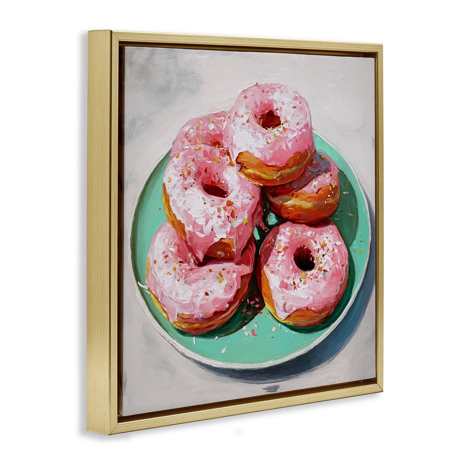 Stupell Industries Pink Frosted Donuts Gold Framed Floater Canvas Wall Art, design by Tina LeCour