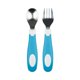 thumbnail image 2 of Juego de cuchara y tenedor Dr. Brown's Diseñado para nutrir agarre suave azul y blanco, 2 of 3