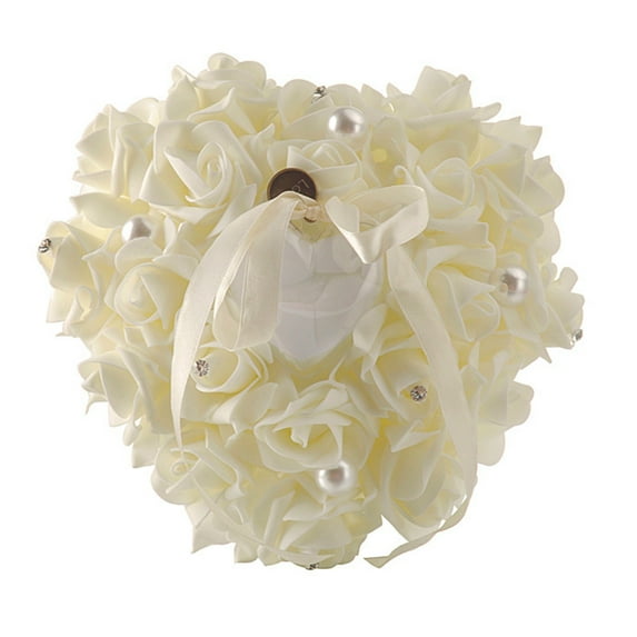 Lomubue Rings Bearer Pillow Great Visual Effect Decorative Artificial Pearl Wedding Engagement Ring Cushion for Bride