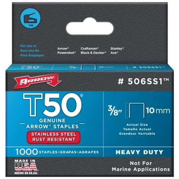 Arrow Fastener 506SS1 3/8" T50 Stainless Steel Staples