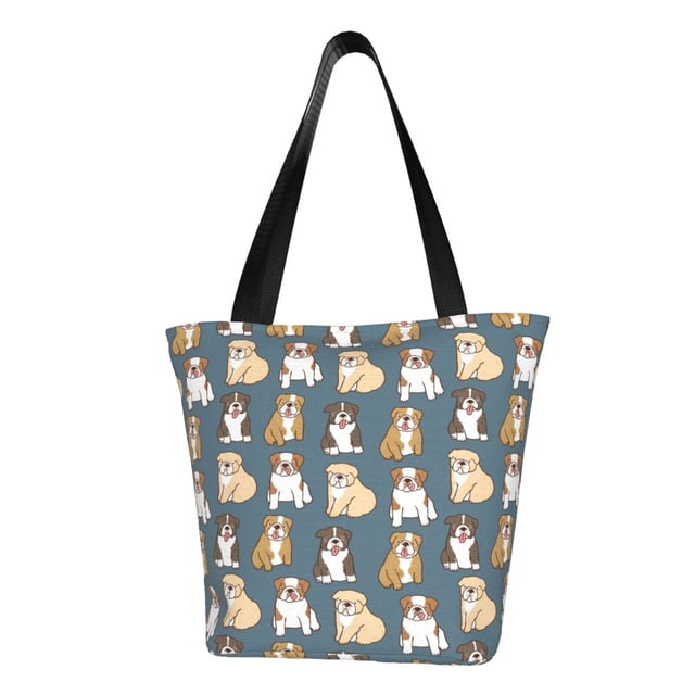 Fotbe Cartoon Bulldog 1 Bolsa de Playa con Estampado, Bolsa de Hombro, Bolsa de Mano Espaciosa, Bolsa de Viaje Ligera, Bolsa de Compras Versátil