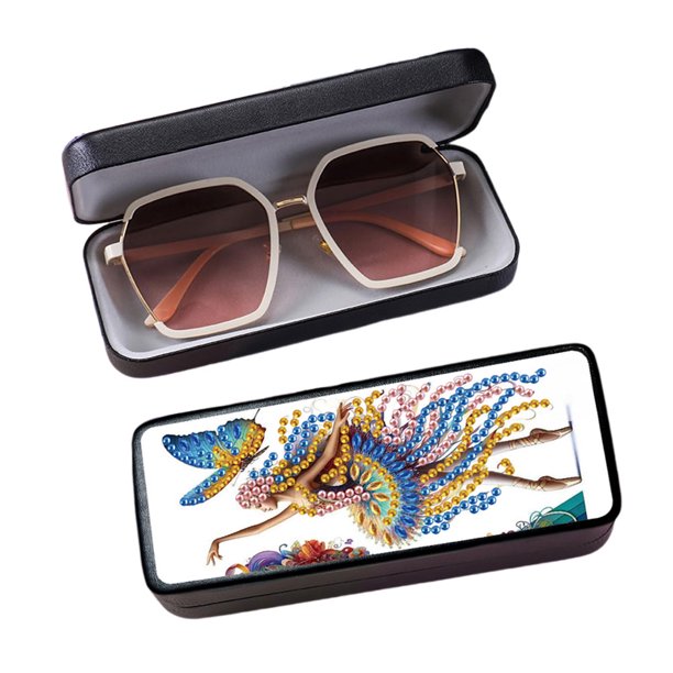 Case Gafas Cuero PU Caja Almacenamiento Arte Diamantes
