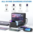 thumbnail image 3 of Charging Station for Multiple Devices, MJMJ 60W 10 Port USB Fast Charging Station with Adjustable Dividers, Compatible with iPhone, iPad, Tablets and Cell Phone (Black), 3 of 7