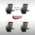 thumbnail image 2 of 5 Inch 316SS Thermo Flat Tread Caster Set w/Ball Bearings 4 Brake 2 Swivel Locks, 2 of 2