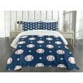 thumbnail image 3 of Ambesonne Sports Quilted Bedspread Set 3 Pcs, Baseball Stripes, Queen Size, Night Blue Red White, 3 of 5