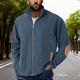 thumbnail image 1 of pstuiky camisas de manga larga para hombre, Blusa/abrigo informal y moderno para hombre, de color liso, con solapa, cremallera y manga larga, de terciopelo y ondas de agua. xl, 1 of 6