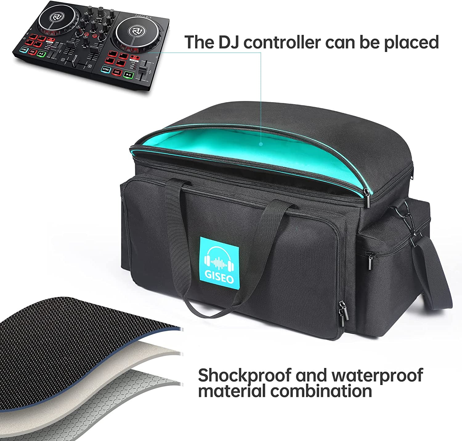 Saviour DJ Cable File Bag, Detachable Padded Bottom and Adjustable Dividers, Stores Music, Audio, and Visual Cabling, Portable Travel Storage and