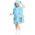 thumbnail image 2 of Gelikeya Girls Rain Jackets Size 6-15 Years Kids Ponchos Cute Cartoon Graphic Rainproof Raincoat (Blue, 11-12 Years), 2 of 6