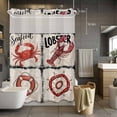 thumbnail image 5 of No Hook Vintage Coastal Shower Curtain with Snap in Liner Set, Nautical Crab Lobster Anchor Retro Art Waterproof Bathroom Curtains with See Through Top Window, Hotel Style Extra Long 72 x 96 Inch, 5 of 9