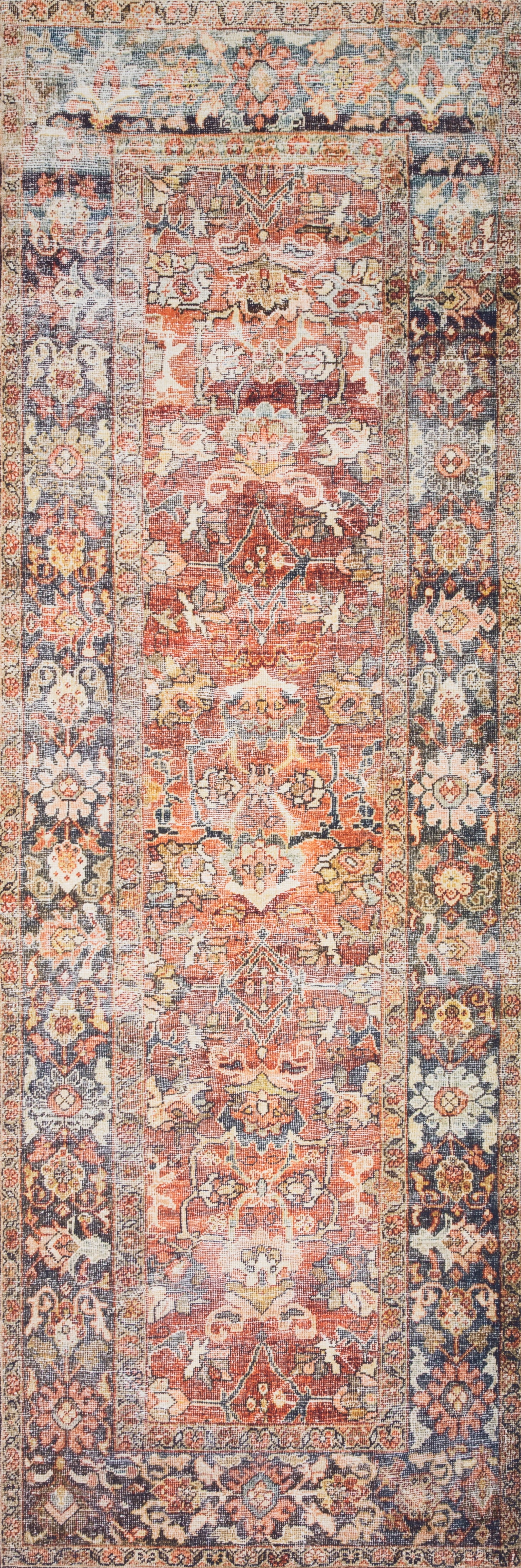 Loloi Layla Printed Oriental Distressed Spice / Marine Area Rug