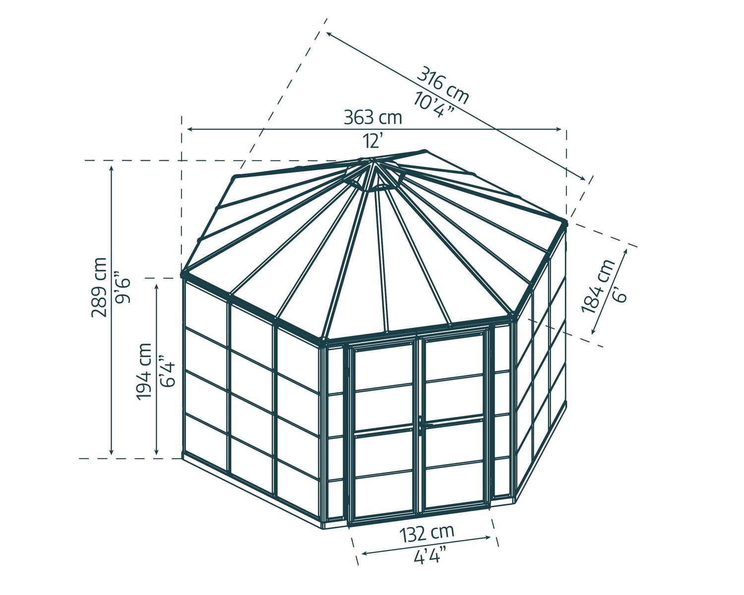 CANOPIA by PALRAM Oasis 12 ft. Greenhouse Kit - Grey Structure & Hybrid Panels (94.2 sq. ft.)