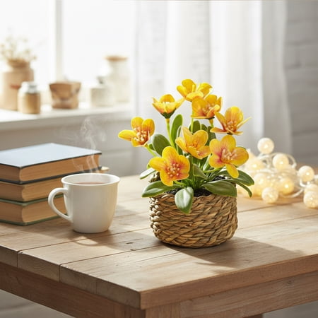 Artificial Flower Planter In White Pot With Spring Color Blooms Small Desktop Decor For Living Room Dining Table Office Low Maintenance Seasonal Accent Holiday Or Year-Round Vibe Artificial Flower Planter In White Pot With Spring Color Blooms Small Desktop Decor For Living Room Dining Table Office Low Maintenance Seasonal Accent Holiday Or Year-Round Vibe