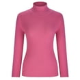 thumbnail image 4 of VSSSJ Women's Long Sleeve Simple Versatile Pullover Sweaters Turtleneck Slim Fit Solid Color Ribbed Knitted Classic Sweater Tops Hot Pink M, 4 of 8