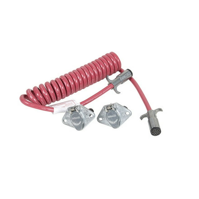 Demco RV Trailer Wiring Connector Adapter 9523006 6-Way to 6-Way; Coiled Wire Extending To Over 7 Feet