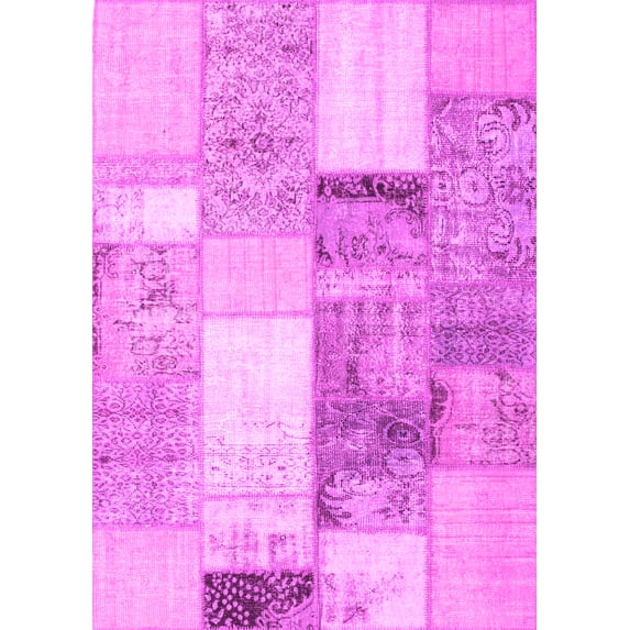 Ahgly Company Indoor Rectangle Patchwork Pink Transitional Area Rugs, 2' x 4'