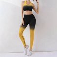 thumbnail image 2 of KHONTS Women's Two Piece Sets Racerback Yoga Bras Workout Gradient Color Outfits Waistband Exercise Outfits Yellow XL, 2 of 8
