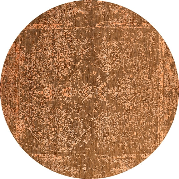 Ahgly Company Indoor Round Oriental Orange Industrial Area Rugs, 3' Round