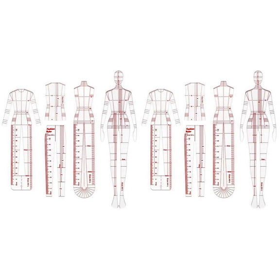 Fashion Illustration Ruler Sketch Template Sewing Ruler Humanoid Pattern Measuring Clothes,A