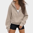 thumbnail image 2 of Quarter Zip Hoodies for Women, Travel Hoodie, Y2k Casual, Workout Jackets, Camping Outfits, Oversized Hoodie, Soft Hoodie, Lightweight Hoodie, 3/4 Zip Hoodie, 2 of 4