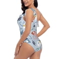 thumbnail image 4 of Haiem Cute Chameleons On Blue Women's One Piece Swimsuits Tummy Control One Shoulder Bathing Suits Ruffle Swimwear-XX-Large, 4 of 8