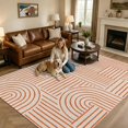 thumbnail image 4 of Washable Area Rugs 5x8 FT Orange Boho Rugs for Living Room Non-Slip Soft Non-Shedding Low-Profile Rectangle Abstract Geometric Curves Lines Modern Large Rug Carpet for Bedroom Dining Room Home Decor, 4 of 8