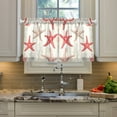 thumbnail image 2 of Yayeee Kitchen Curtains Tier Pair Light Filtering 27"x36" Rod Pocket Short Cafe Window Panel, Brown Starfish, 2 of 7
