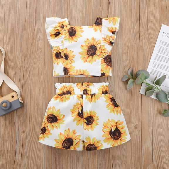 Vedolay 2 Piece Shorts Sets For Girls Toddler Girl Clothes 2 Piece Set Sleeve Top Belted Polka Shorts for Spring Summer,White 6-9 Months