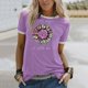 thumbnail image 1 of Camiseta de manga corta con estampado de patrón único para mujer, de verano, de alta definición, con dibujos animados, cuello redondo, tela dulce, otro tipo, 1 of 4
