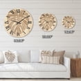 thumbnail image 4 of Designart 'Beige Ivory Pastel Monstera Heart Shaped Tropical Leaf' Traditional Wood Wall Clock, 4 of 5