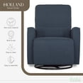 thumbnail image 2 of Evolur Holland Upholstered Swivel Glider | Rocker I Included Lumbar Pillow I Modern Design, Navy Blue, 2 of 14