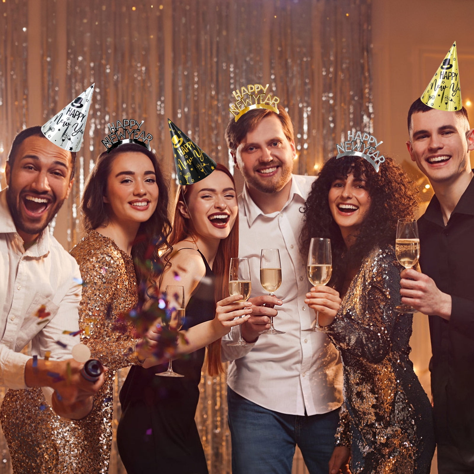 Tumao New Years Eve Decorations 2026, New Year Party Hats, Headbands, Bead Necklace, Balloon, Partyy Blowouts for Black Gold new years Eve Decorations 2026 Party Accessories