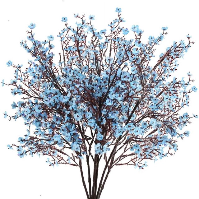 6 paquetes de flores artificiales para aliento de bebé, ramos de Gypsophila falsos, color azul, arreglos florales de seda de tacto real para centros de mesa, bodas, hogar, granja, fiesta, decoración