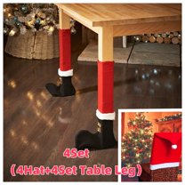 4Set Christmas Chair Covers,Santa Claus Hat Slipcover Xmas Chair Back Cover for Christmas Dinning Room Decoration