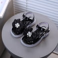 thumbnail image 2 of KPOPLK Girls Sandals Open Toe Cute Flats Dress Sandals Summer Cross Strappy Shoes Toddler/Little Kid/Big Kid Size 8,Black, 2 of 8