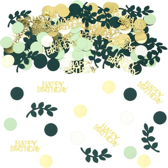 200 Pcs Greenery Sage Confetti, Baby Shower Glitter Confetti Birthday Party Table Confetti for Wedding Classroom Nursery DIY Arts Crafting Decor Supplies(Happy Birthday)