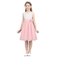 thumbnail image 1 of Kvysinly Robe Princesse Sans Manches à Fleurs 3D pour Filles Enfants, Chiffon, Mariage, Fête, Robe de Bal, Demoiselle d'Honneur, Blanc&Rose 8, 1 of 8