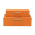 thumbnail image 3 of Lusan Rectangular Decorative Box Set - Orange Faux Shagreen, 3 of 9