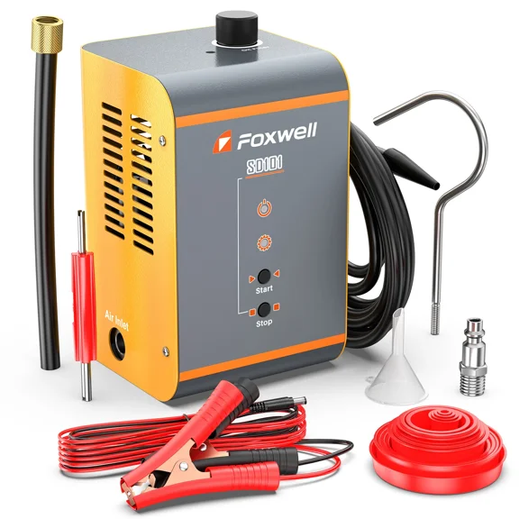FOXWELL SD101 Car EVAP Smoke Machine Diagnostic Vacuum/Fuel/Oil/Pipe Leak Detection Tester, 12V Automotive Leak Detector Diagnostic Tool for Cars Motorcycles Trucks