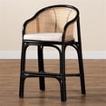 thumbnail image 2 of Baxton Studio Miranda 23.5" Rattan Counter Stool in Black and Natural Brown, 2 of 10