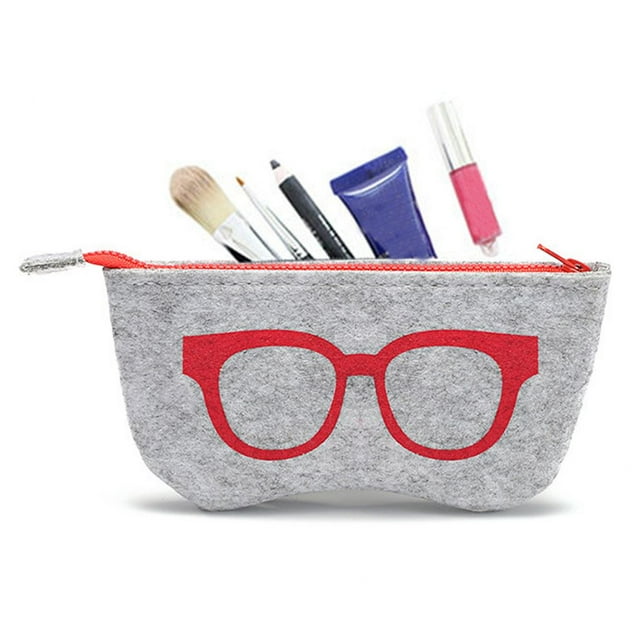 stanreset for Zipper Eye Glasses Case Pouch Bag Box Storage Felt Cloth ch red 1 Pc