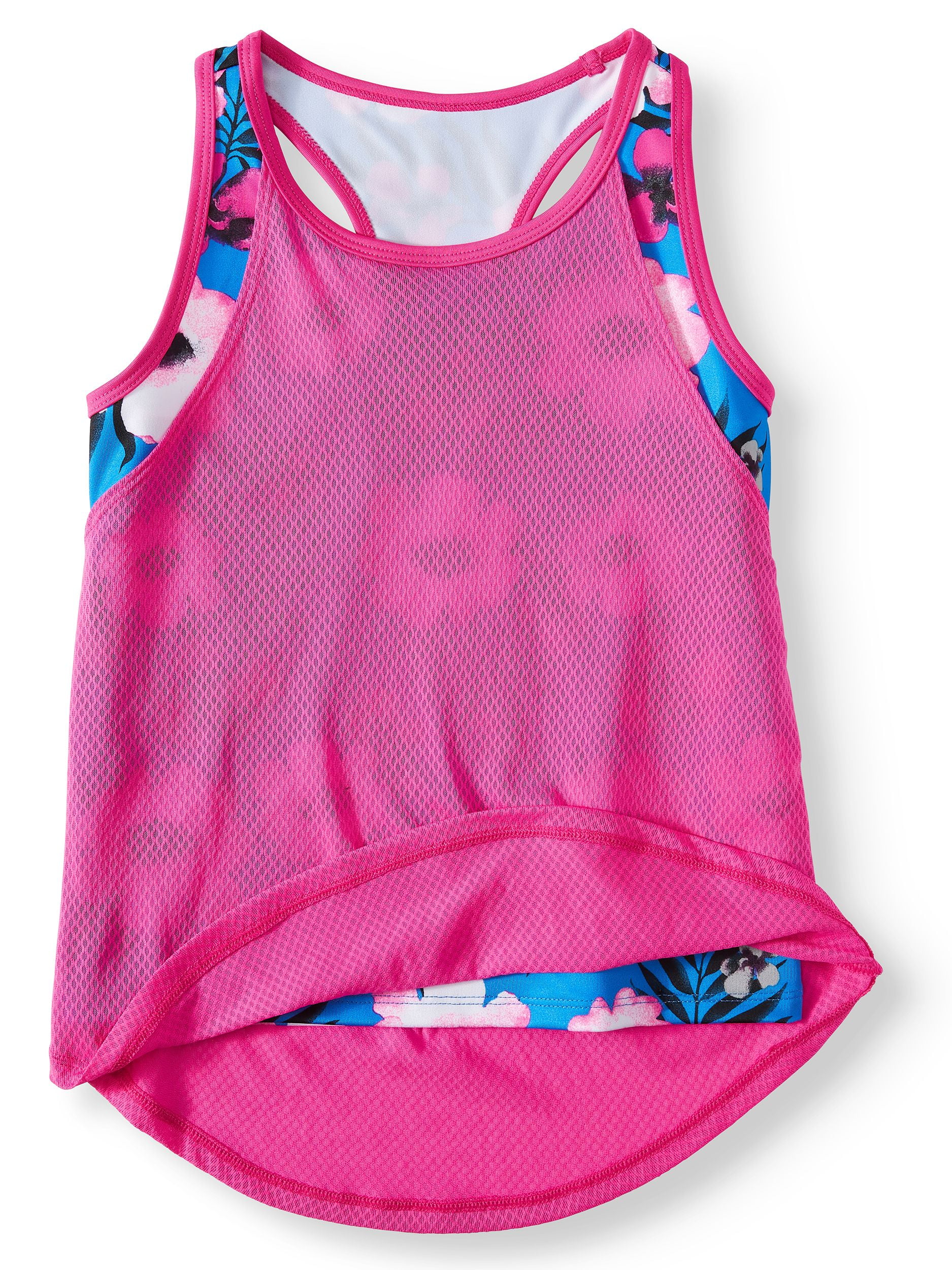 Coral/White Colorblock 2-Fer Athletic Tank Top 14-16 New Avia Girls Size XL