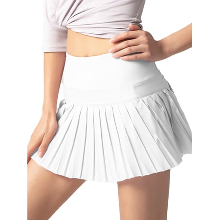 Tregren Womenacute;s Pleated Tennis Skirt High Waist Built-in Shorts Golf Skirt Flowy Athletic Skirt with Pockets