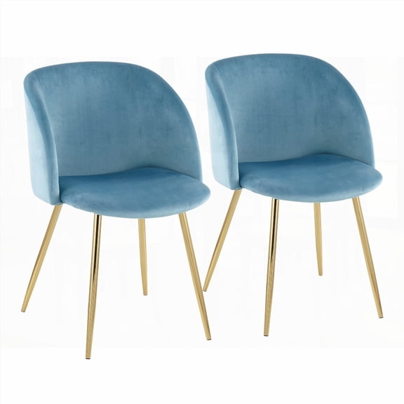 Modern Gold Steel & Light Blue Velvet Dining Chairs - 2-Pack (250lbs Weight Capacity)