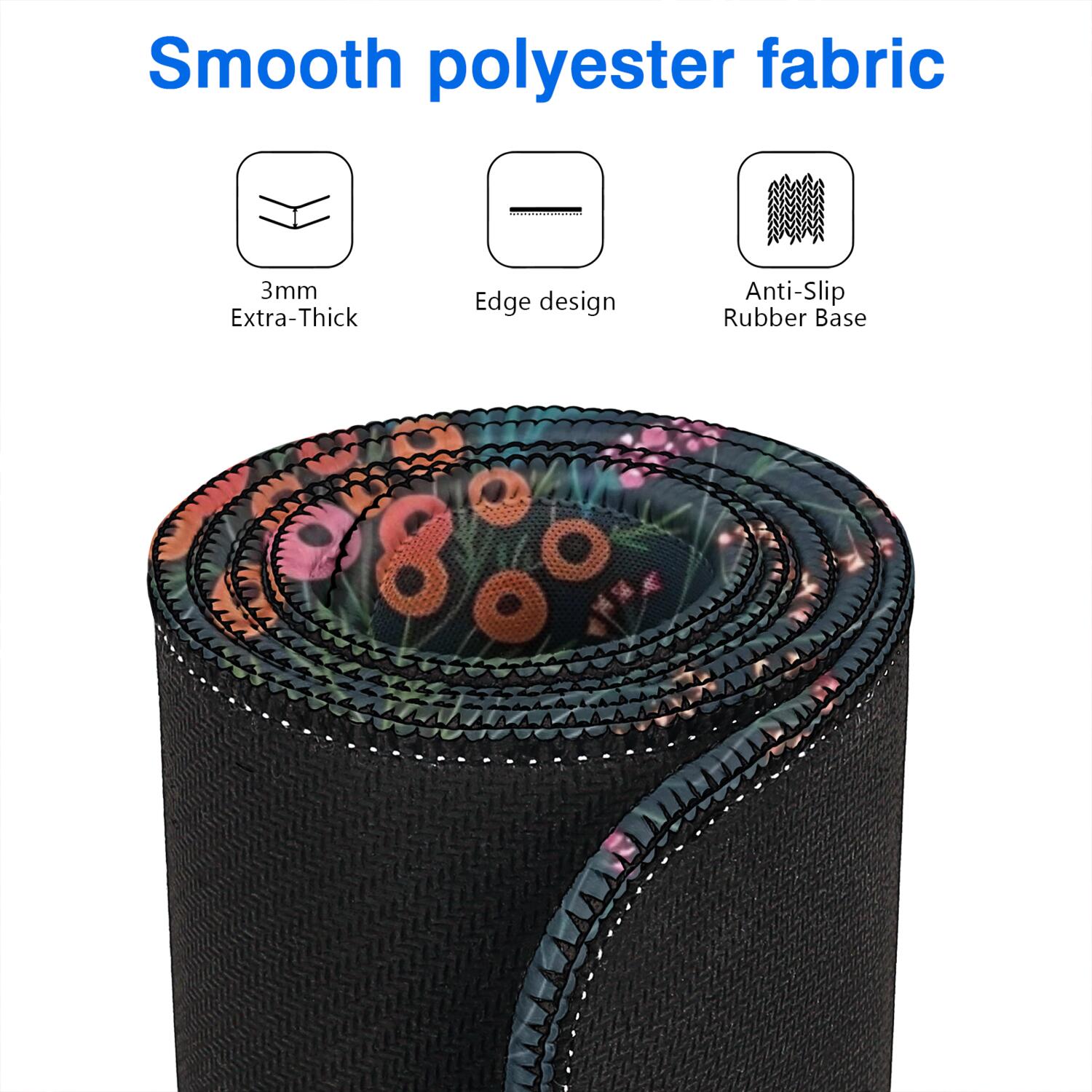 Long Mouse Pads for Desk,Pioneer Flower Floral Print Pattern Desk Mats on Top Of Desks, Desk Mouse Pad Extra Large with 3mm Non-Slip Base and Stitched Edge for Gaming,Office,Work,Home 47.3"x23.6"