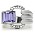 thumbnail image 3 of High polished (no plating) Stainless Steel Ring with Top Grade Crystal in Tanzanite for Women Tanzanite Stone Color Style TK181 Size 7, 3 of 7